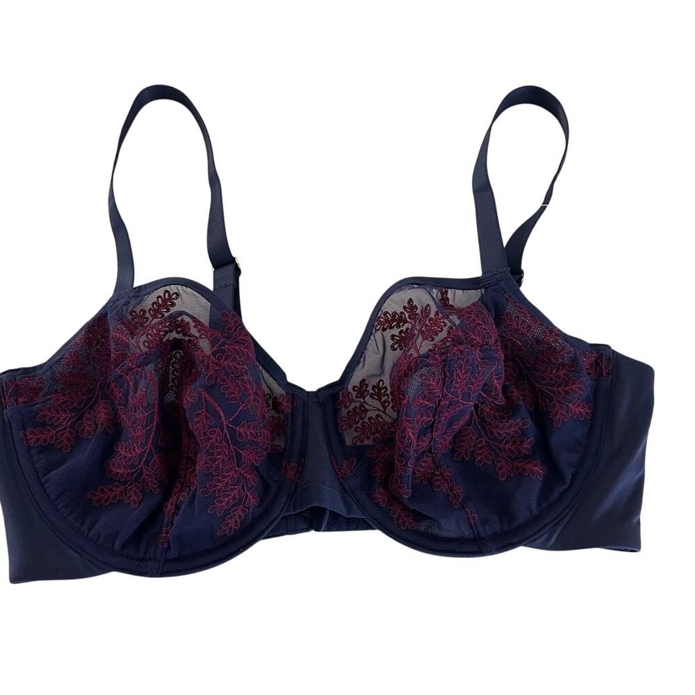 Natori Bra Womens 36D Navy Embroidered Lace Unlined Underwire Full Coverage New - Picture 4 of 11
